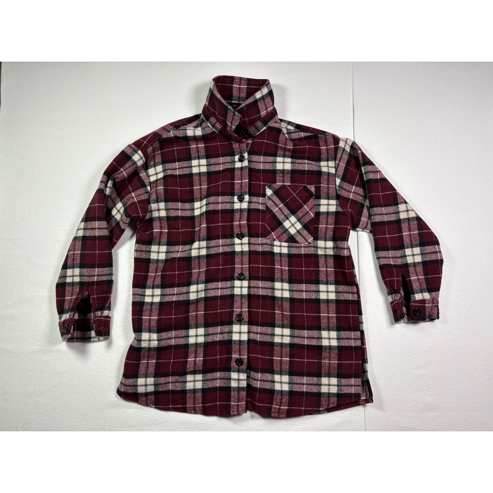 Forever 21 Mens Plaid Flannel Shirt Burgundy Maroon White Black Size Small S